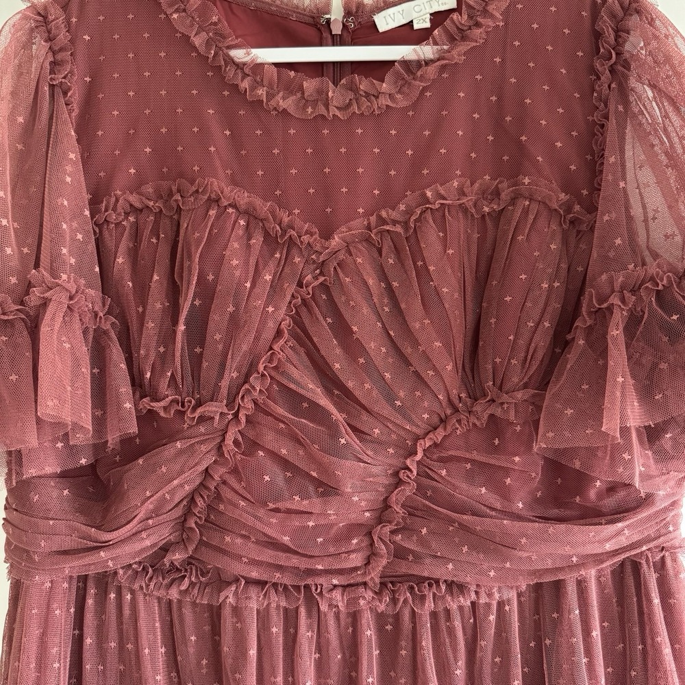 Ivy City Co Whimsical Dress 2X Mulberry Mauve Ethereal Romantic Soft Feminine - Picture 4 of 16